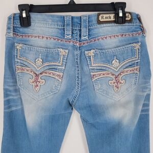 Rock Revival Hanaya Skinny Jeans Light Wash Embroidered Size 28
